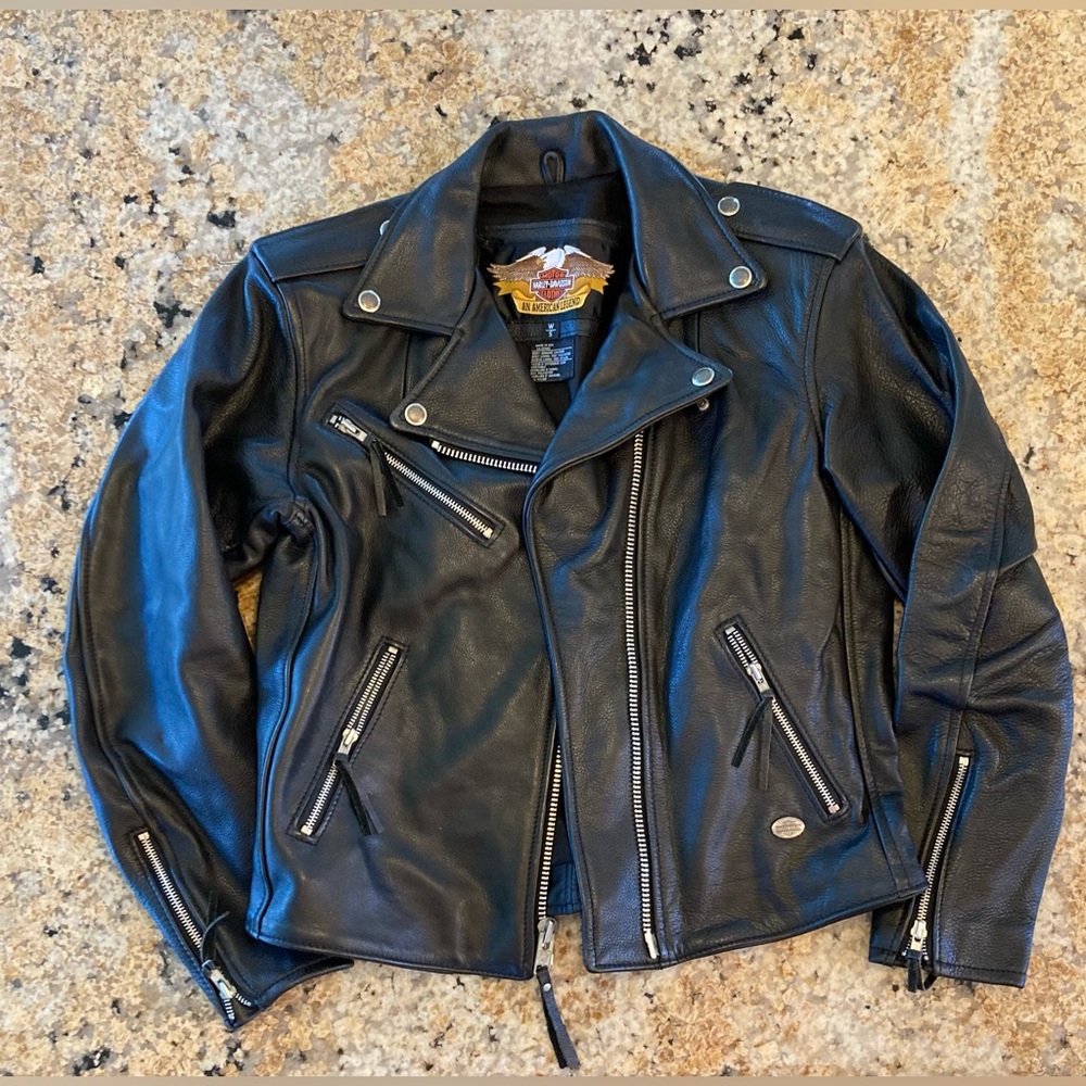 Women’s Harley Davidson, heavy pebbled leather jacket